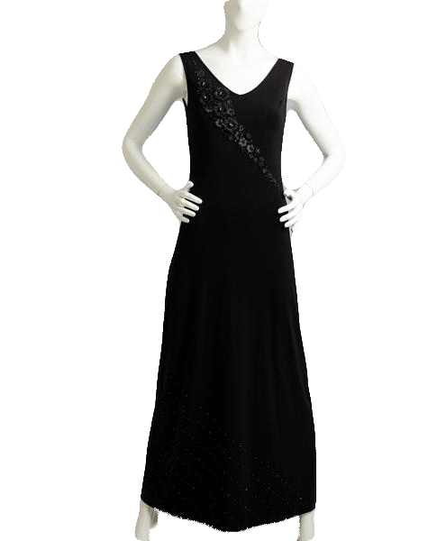 Dress Long Formal Black Embellished Sz S SKU 000085