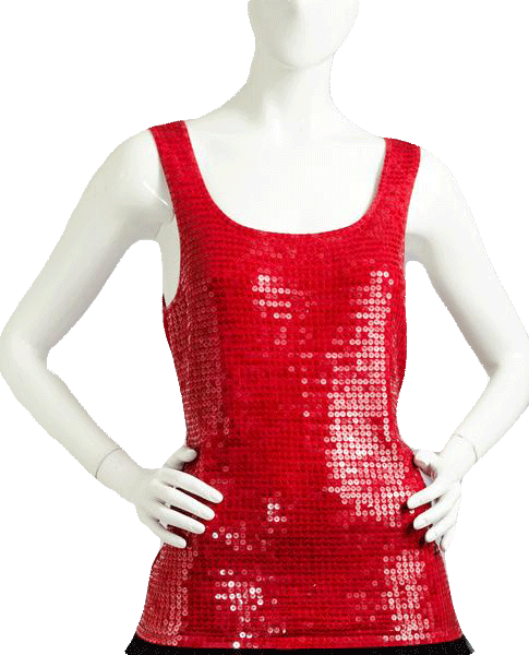 Load image into Gallery viewer, Casual Corner 80&amp;#39;s Sequin Top Red Size M SKU 000087
