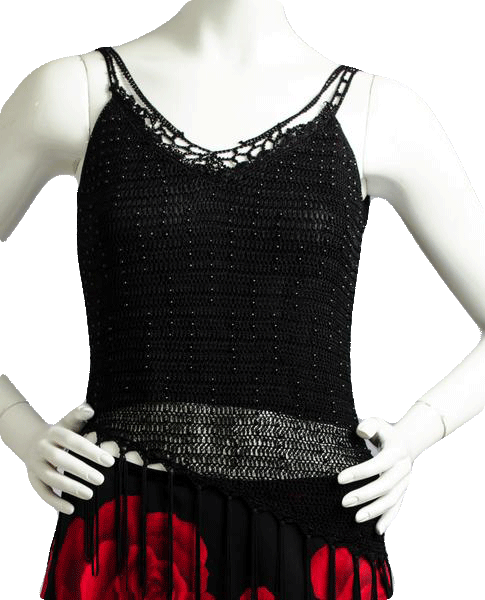 Load image into Gallery viewer, Symphony 90&amp;#39;s Top Black Beaded Size M/L SKU 000025
