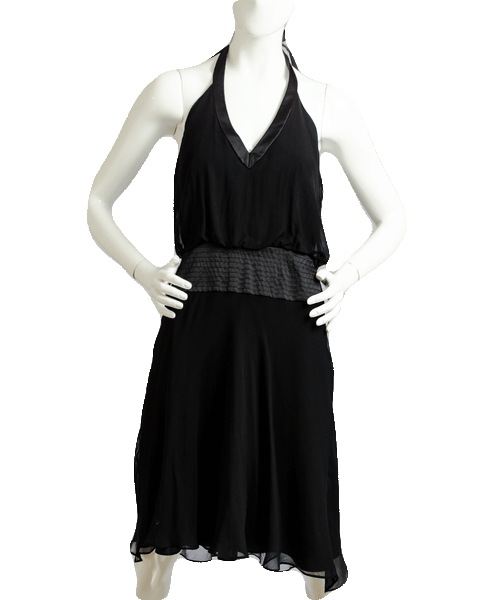 Little Black Silk Halter Dress Size 6 (SKU 000085)