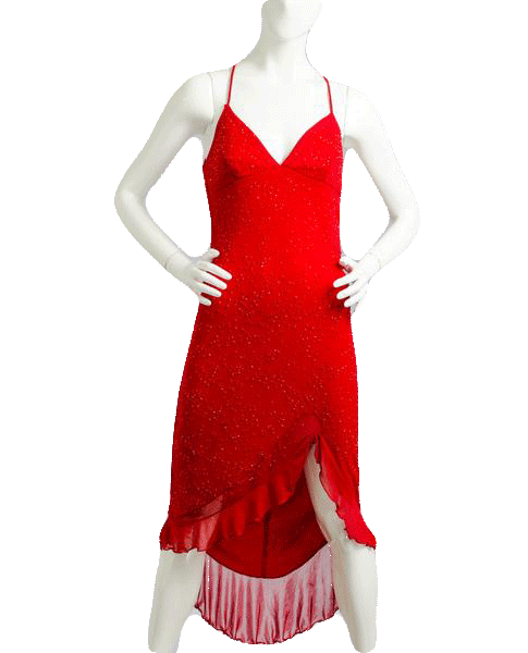 Masquerade 90's Dress Red Beaded Sz 3/4 SKU 000087
