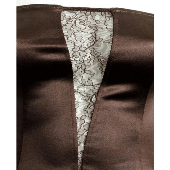 Load image into Gallery viewer, Maria Bianca Nero Intrigue Me Brown Lace Insert Dress Size P SKU 000066
