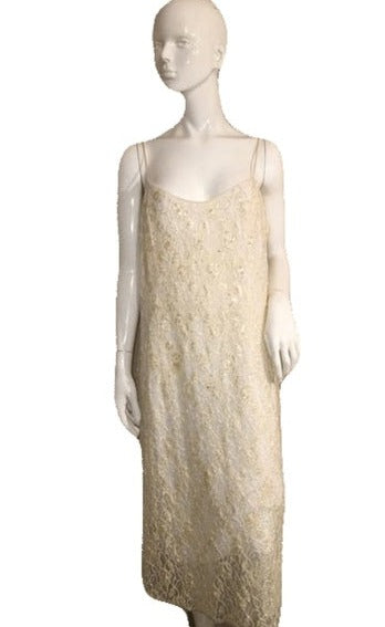 Jack Bryan 60's Off White Lace, Sequin and Beaded Dress and Jacket Set Size 16 SKU 000138