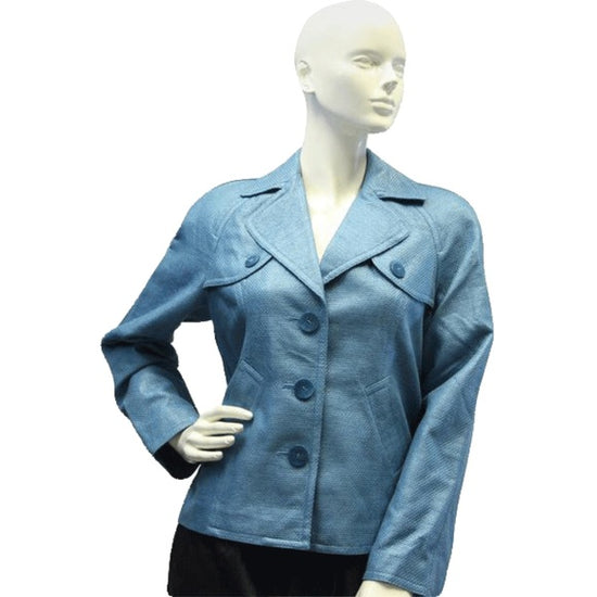 Load image into Gallery viewer, Jones NY 70&amp;#39;s Blazer Turquoise Woven Size 8 SKU 000032
