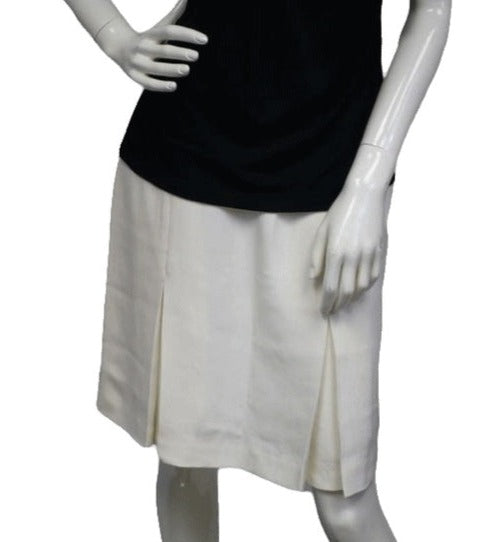Jones NY Inverted Pleats Cream Skirt Size 8  (SKU 000004)