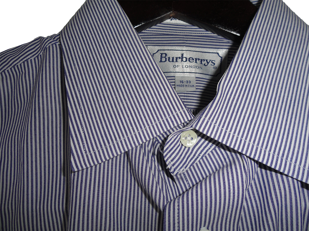 Load image into Gallery viewer, Burberry 60&amp;#39;s Men&amp;#39;s Dress Shirt Blue/White Size 16-33 SKU 000161
