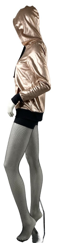 MATERIAL GIRL Hooded Jacket, Metallic Pink, Size M, SKU 000124-1