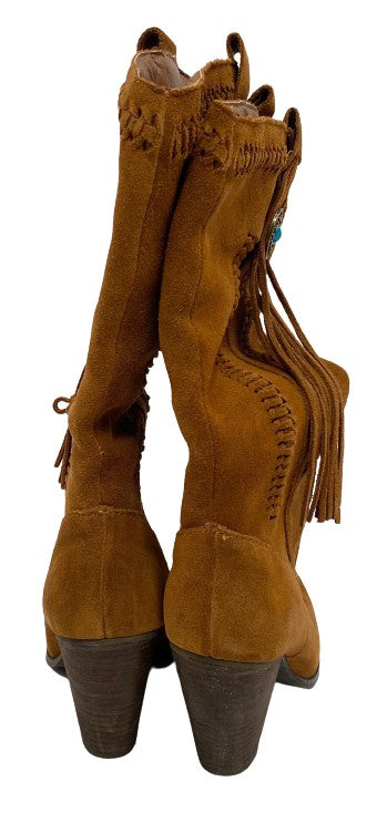 Reba Boots Carmel With Fringe Size 7  SKU 000362-3