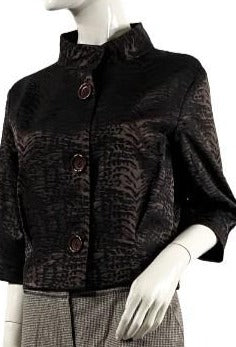 MICHAEL KORS Cropped Blazer. Brown and Black Shimmer, Size M, SKU 000353-1