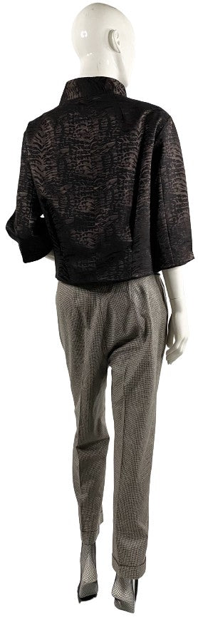 MICHAEL KORS Cropped Blazer. Brown and Black Shimmer, Size M, SKU 000353-1