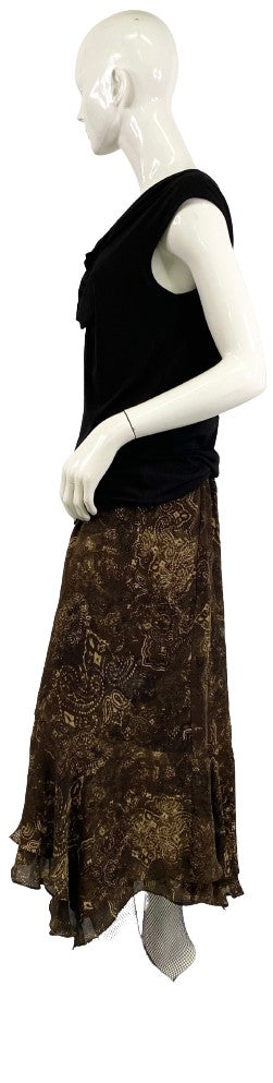 Chico's Skirt Brown Paisley Patterned  Size 2 SKU 000354-05