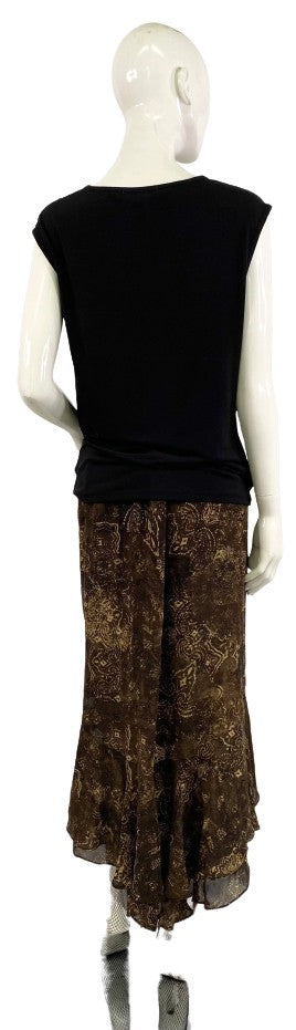 Chico's Skirt Brown Paisley Patterned  Size 2 SKU 000354-05