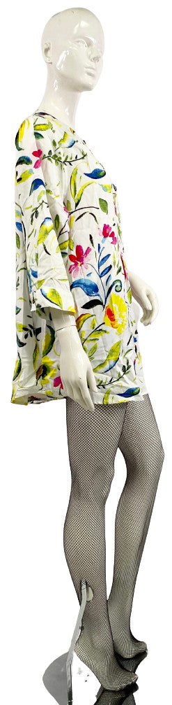Woman Within Tunic Blouse White Floral Pattern Size L  SKU 000354-06