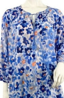 Liz Claiborne Blouse Tunic  White and Blue Patterned Size XL SKU 000354-12