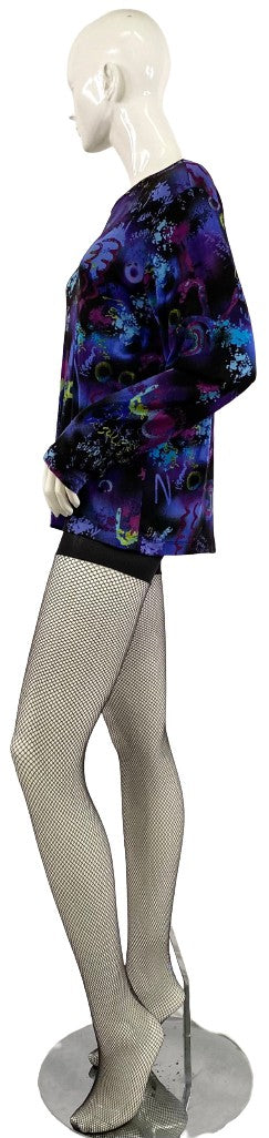 Chico's Top Black Purple Patterned Size 3  SKU 000354-15