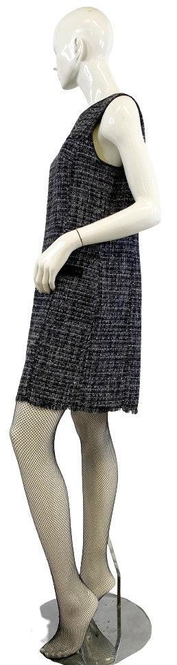 Ann Taylor Dress Black and White Boucle Fringe Size 12 SKU 000323-1