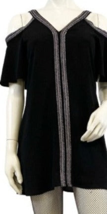 Vince Camuto Dress Black Cold Shoulder Size 2P SKU 000323-3