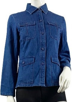 Load image into Gallery viewer, Talbots Jean Jacket Blue Size P  SKU 000343-8
