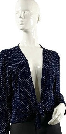 Chico's Top Navy and White Deep V  Size 2  SKU 000188-8-1