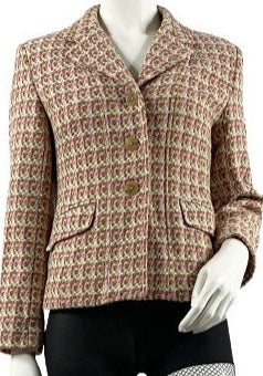 Talbots Blazer Boucle Pink and Green Size 6P  SKU 000315-7