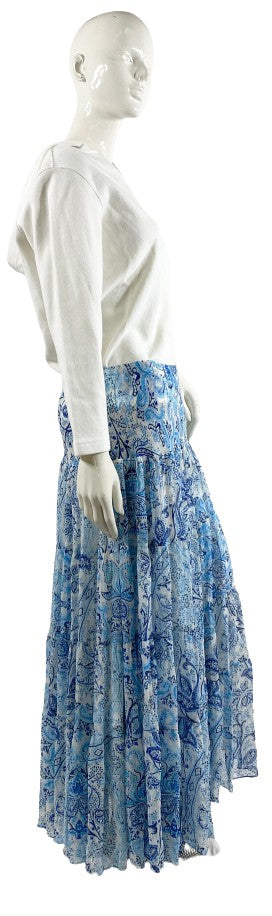 Ralph Lauren Skirt Maxi Blue and White Paisley Size M  SKU 000344-8