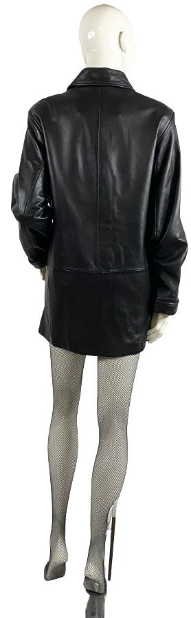 Valerie Stevens Coat Black Leather Genuine Lamb Size M  SKU 000332-2