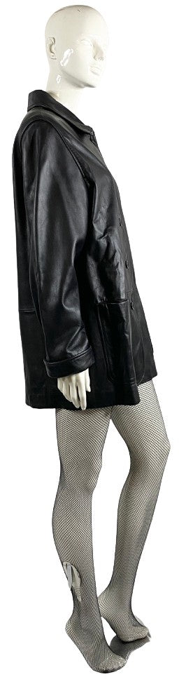 Valerie Stevens Coat Black Leather Genuine Lamb Size M  SKU 000332-2