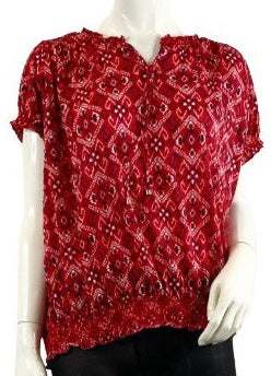 Faded Glory Top Red Black White Patterned Size XXL  SKU 000366-3