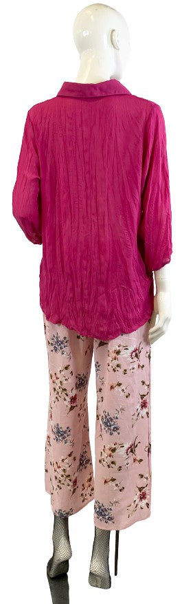 Ashley Blue Pants Pink Floral Design NWT  Size 2X  SKU 000366-6