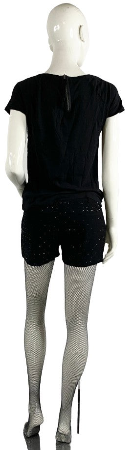 Ann Taylor Top Black Short Sleeve Embellished Size XS SKU 000361-7