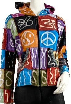 Jacket Hooded Multi Color Patchwork Size S  SKU 000361-17