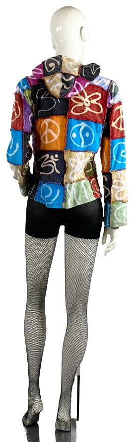 Jacket Hooded Multi Color Patchwork Size S  SKU 000361-17