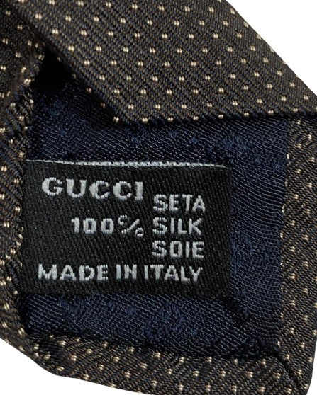 Gucci Men's Necktie Brown Cream 100% Silk SKU 000284-27