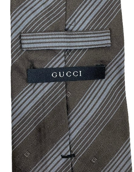 Gucci Men's Necktie Brown Grey 100% Silk SKU 000284-28