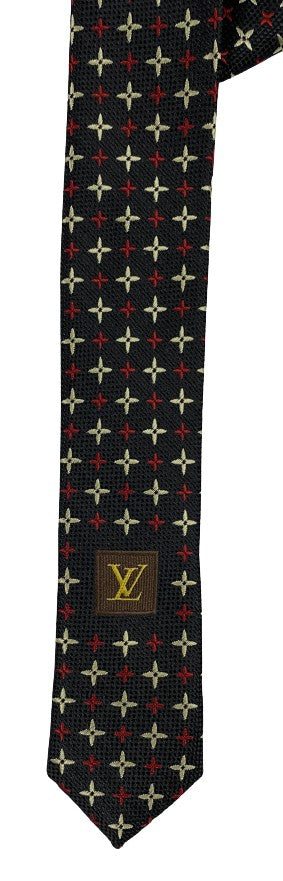 Louis Vuitton Men's Necktie Black Red Cream SKU 000284-29