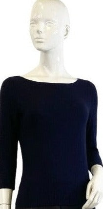 Ann Taylor Top 3/4 Sleeves Navy Blue Size S  SKU 000314-1