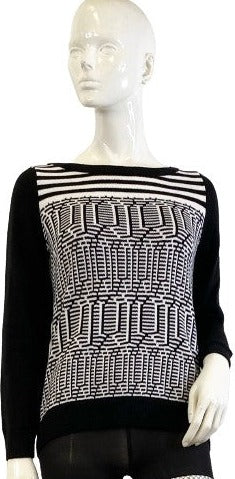 Banana Republic Sweater Top Black White Patterned Size PL  SKU 000314-9