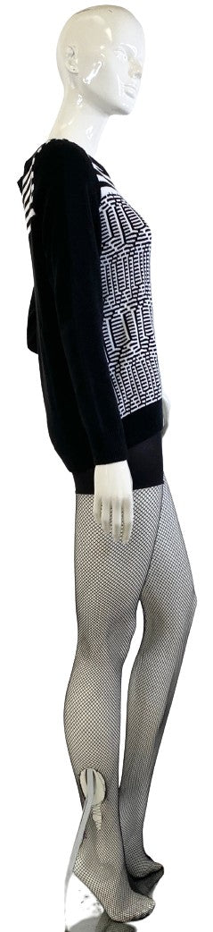 Banana Republic Sweater Top Black White Patterned Size PL  SKU 000314-9