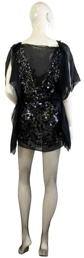 BCBG Maxazria Top Black Sheer Short Sleeve Embellished Size S  SKU 000314-10