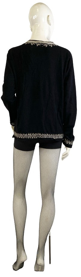 Anne Klein Sweater/Cardigan Black Cream embellished Size S SKU 000314-17