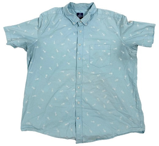 George Men's Shirt Light Blue White Pineapples Size 3XL  SKU 000370-6