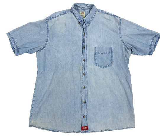 Dickies Men's Shirt Blue Faded Denim Size 2XT  SKU 000371-1