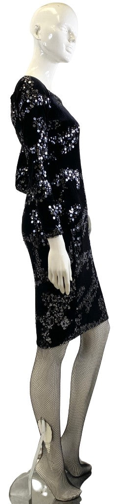 Eliza J Dress Black Silver Sequins Size 2 SKU 000375-2
