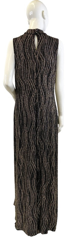 RONNI NICOLE Dress Long Black Gold Sequins Size 16 SKU 000375-5