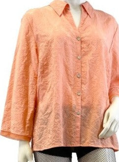 JH Collectibles 70's Shirt Peach Patterned Size XL SKU 000297-2