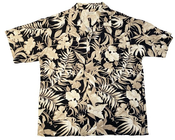 Island Republic Shirt Silk Men's Black Beige Size XL SKU 000160-1