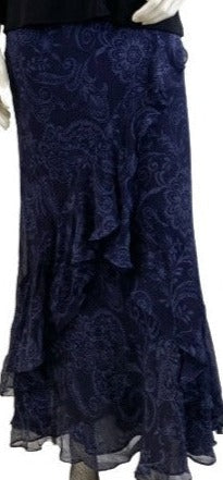 Ralph Lauren Skirt Navy Blue Light Blue Silk Size S SKU 000403-5
