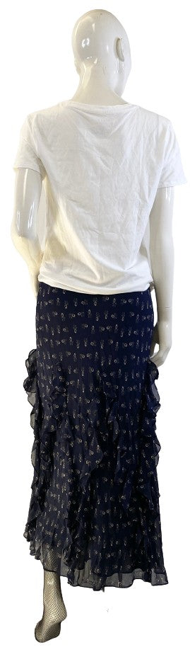 Ralph Lauren Skirt Navy Beige Patterns Size M  SKU 000207-6