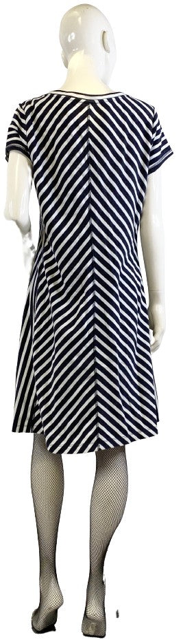 Talbots Dress Navy Blue White Stripes Size L SKU 000319-17