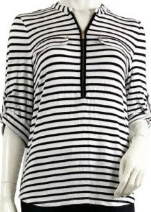 Calvin Klein Top Black and White Striped SKU 000405-7
